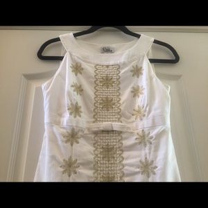 Lilly Pulitzer white and gold dress 0, xs