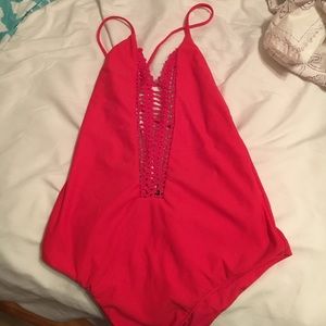 One piece hot pink swimsuit