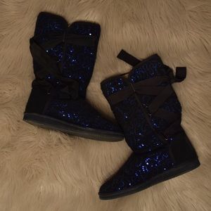 Juicy Couture Blue Sequined Boots Women's Size 8