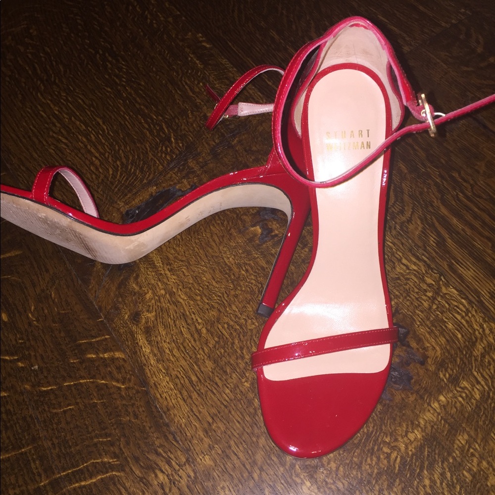 Stuart Weitzman ankle-wrap sandal in red