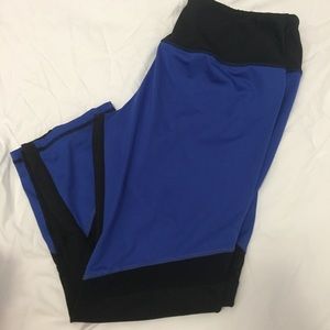 Blue and black mesh leggings