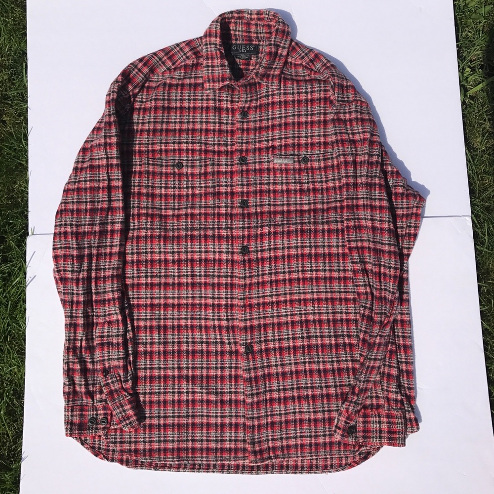 Guess Jeans Red, White, and Blue Flannel Sz Medium