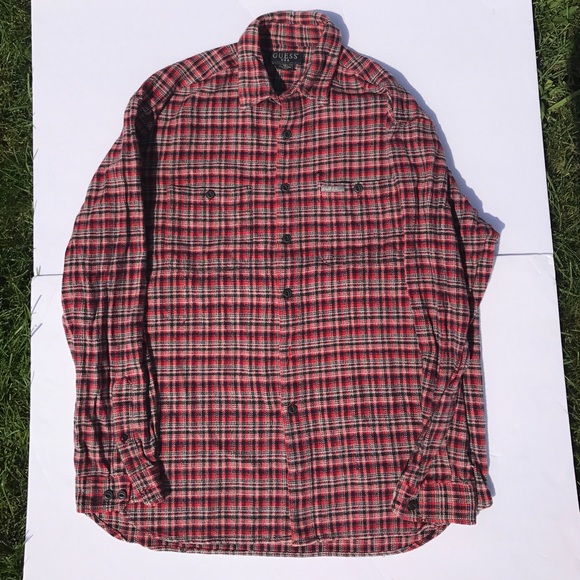 Guess Jeans Red, White, and Blue Flannel Sz Medium - Picture 1 of 4