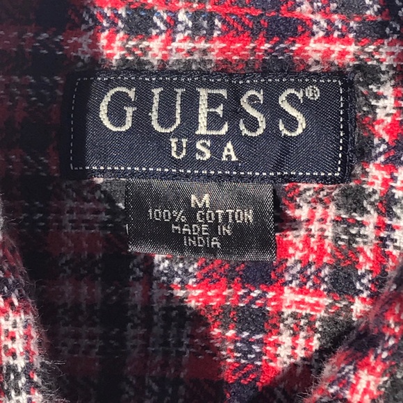 Guess Jeans Red, White, and Blue Flannel Sz Medium - Picture 4 of 4