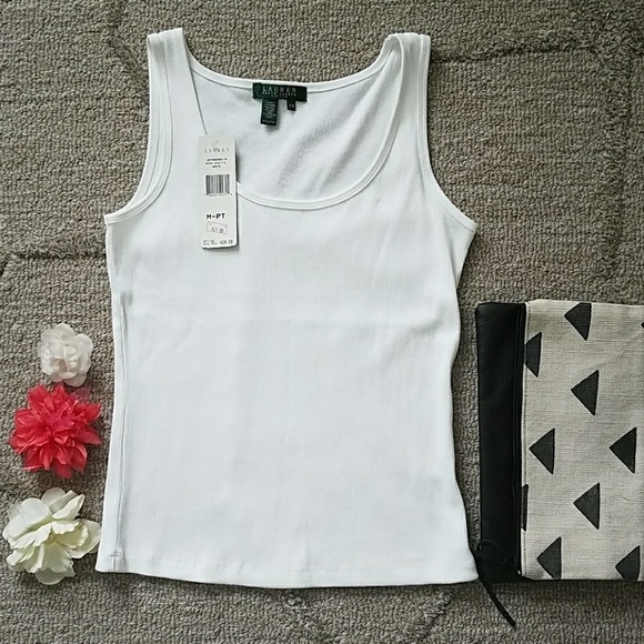 Ralph Lauren Tops - *5/25 NEW Ralph Lauren white ribbed tank top