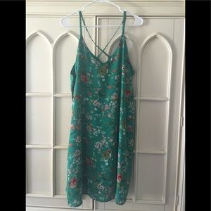 Xhilaration Green Floral Short Dress