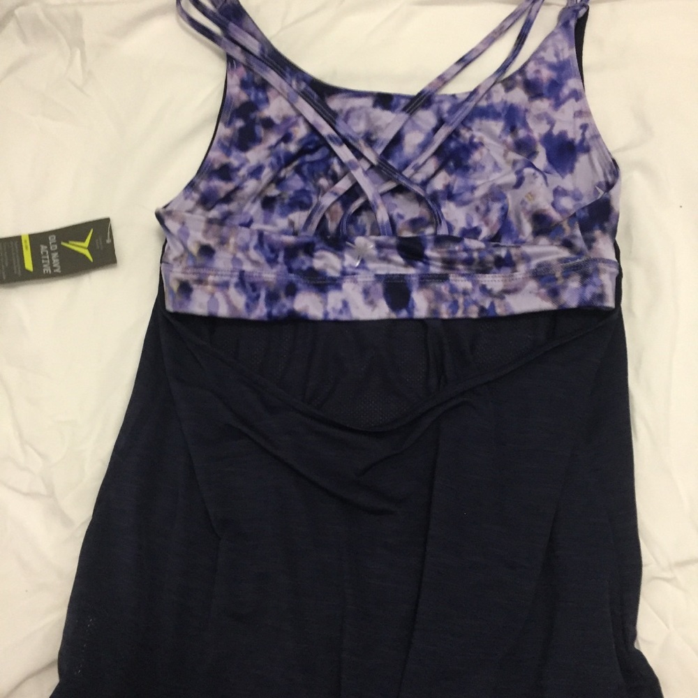 Open back built in sports bra tank top