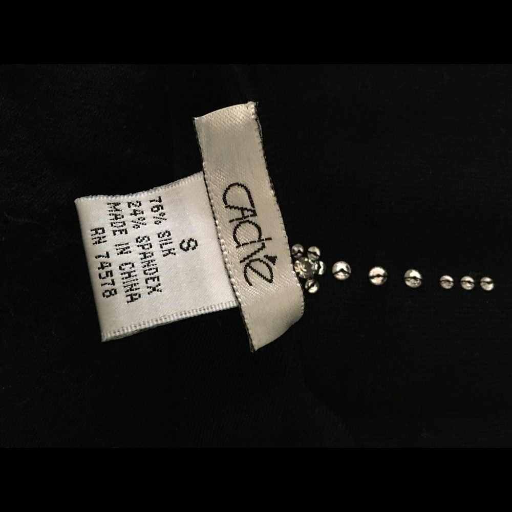 Cache Black Silk Knit Stretch Halter Top with Rhinestones Neckline - Size Small - Picture 4 of 4