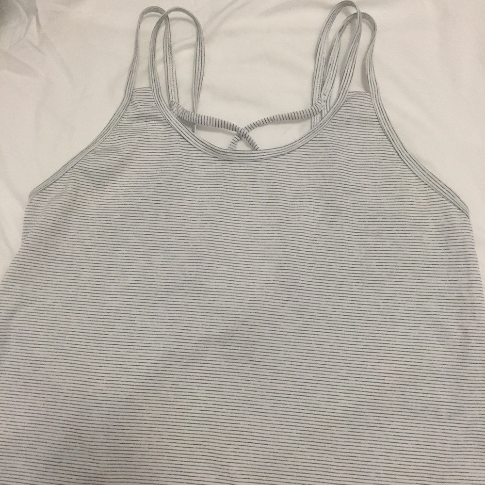 Gray and white striped cross back tank