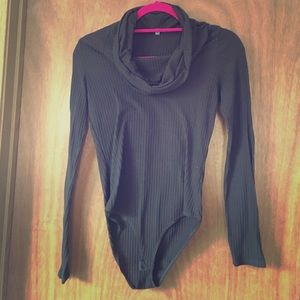 Brown Cowl Neck Bodysuit