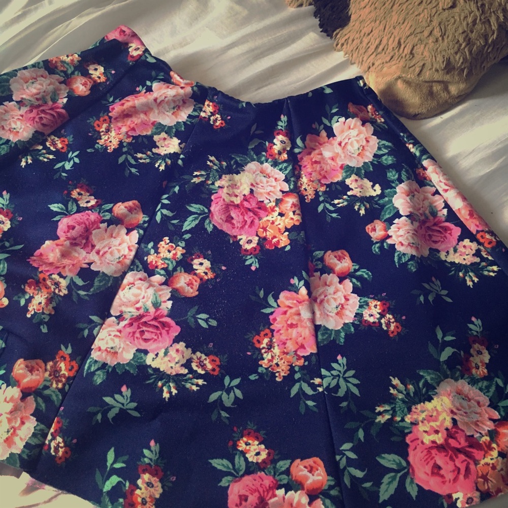 Blue floral skirt