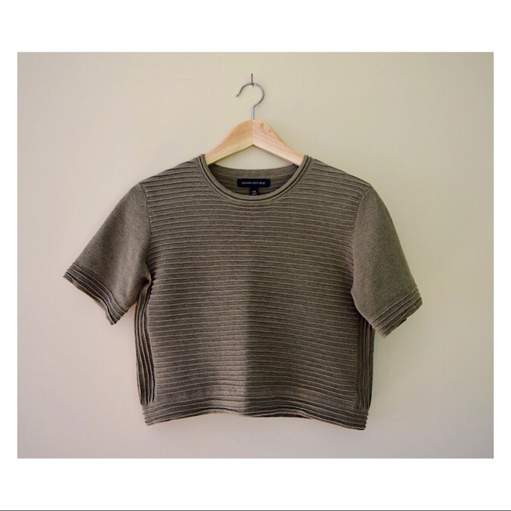 BANANA REPUBLIC Army Green Cropped Sweater | XS