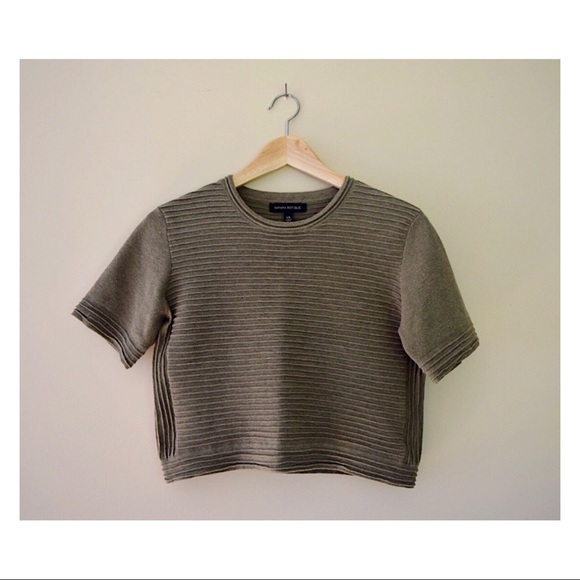 BANANA REPUBLIC Army Green Cropped Sweater | XS - Picture 1 of 6