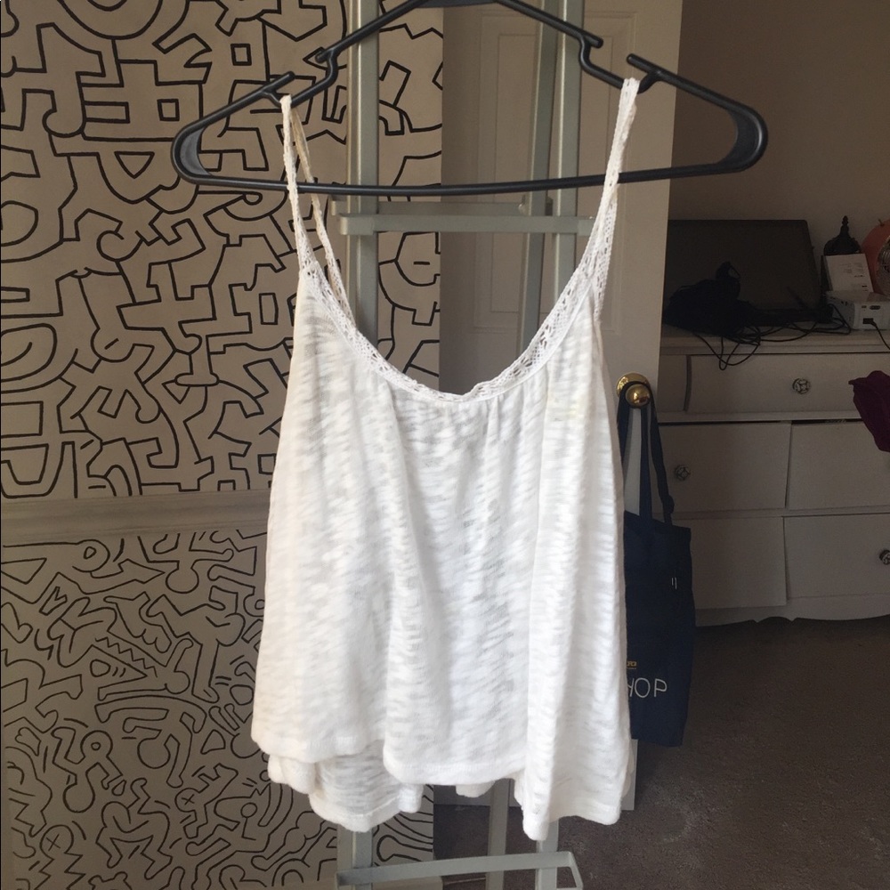 White Flowy Tank Top With Open Back