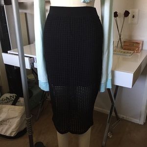 Fabletics midi skirt with mesh fabric overlay sz S