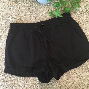 Black Linen Shorts