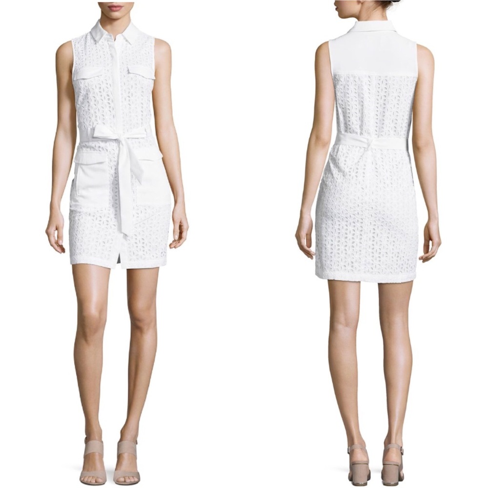 NWT CeCe white eyelet sleeveless tie dress size 6