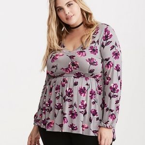 NEW Torrid Floral Print Babydoll Top