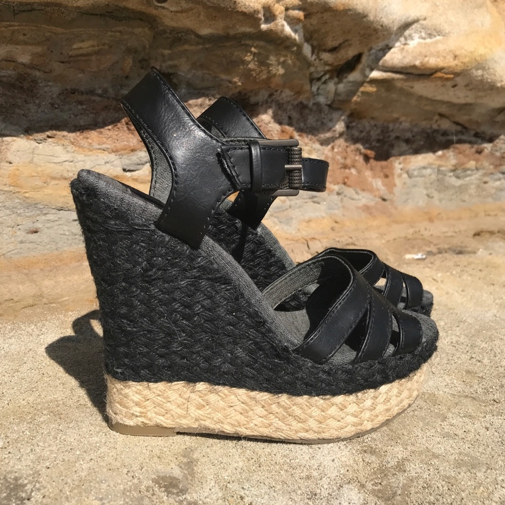 Calvin Klein Jeans Black Breezie Espadrille Wedge