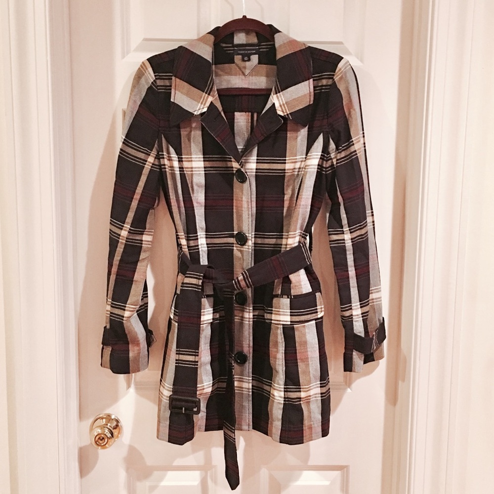 Tommy Hilfiger Women's Plaid Trench Coat