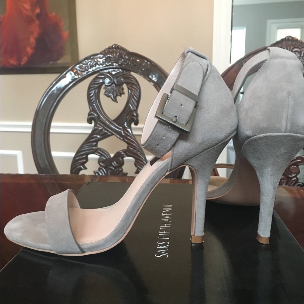 EUC 4" Sueded Ankle Strap Stiletto