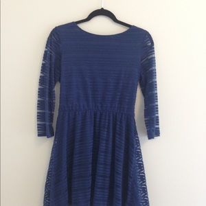 Navy Blue Sheer Striped Dress