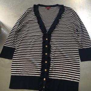Merona size large cardigan navy blue and white