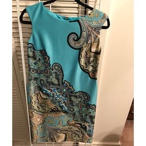 Dress Barn Blue Paisley design Dress, size 4P