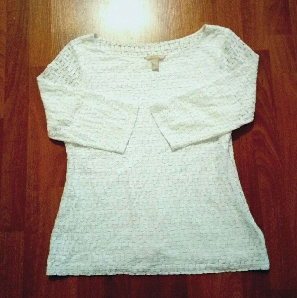 Banana Republic Plus Size Geometric Lace White Top
