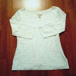 Banana Republic Plus Size Geometric Lace White Top