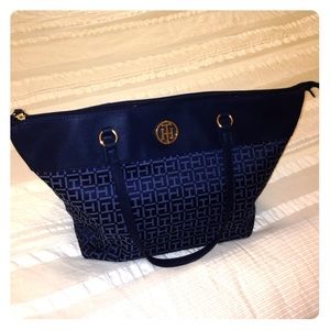 Tommy Hilfiger Women's Jacquard Tote Navy Blue