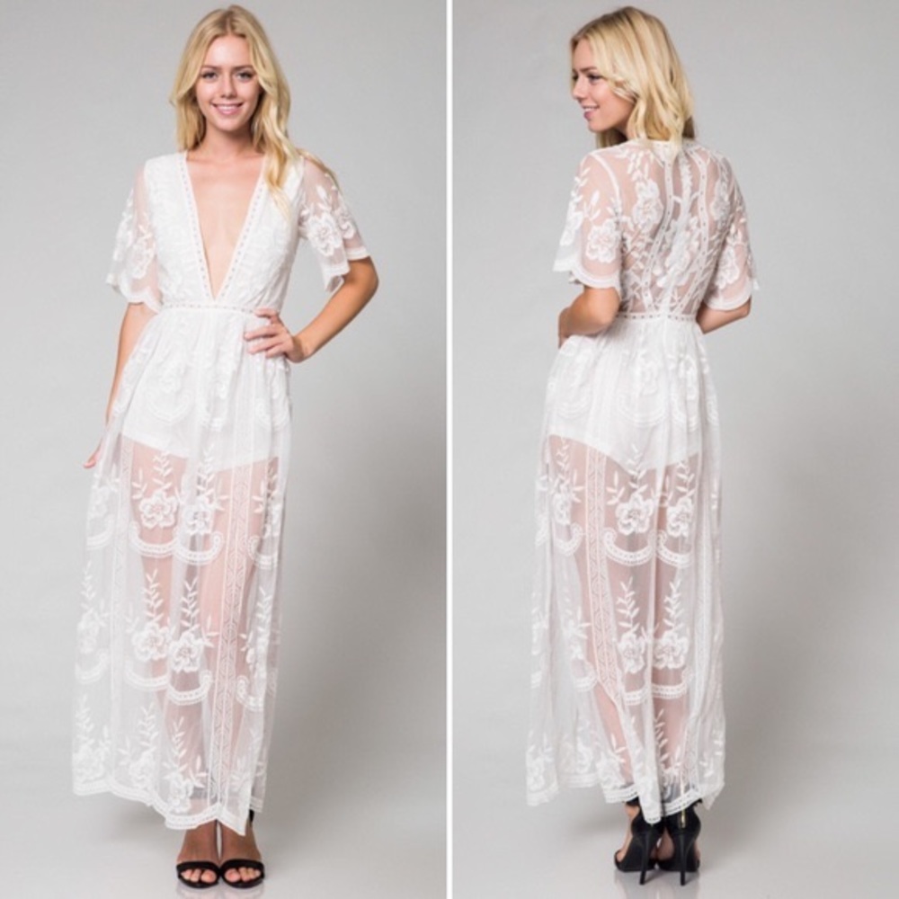 Honey Punch White Lace Romper S/M