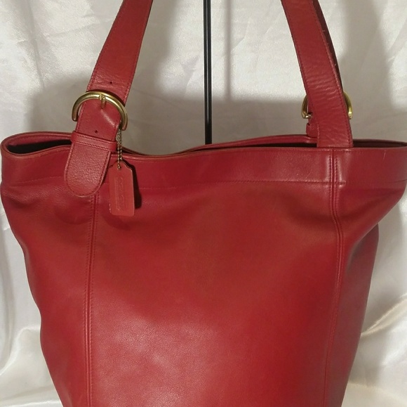 VTG Coach Red Leather Soho Carryall Shoulder Tote - Picture 1 of 7