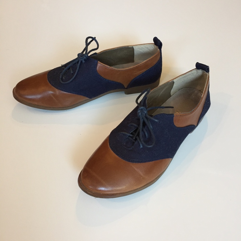 Vintage style saddle oxford shoes navy blue 50's