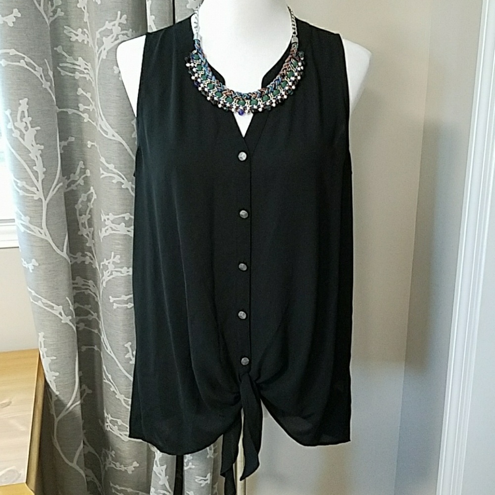 Maurices Hi-Li Tie-Front Button-Up Blouse
