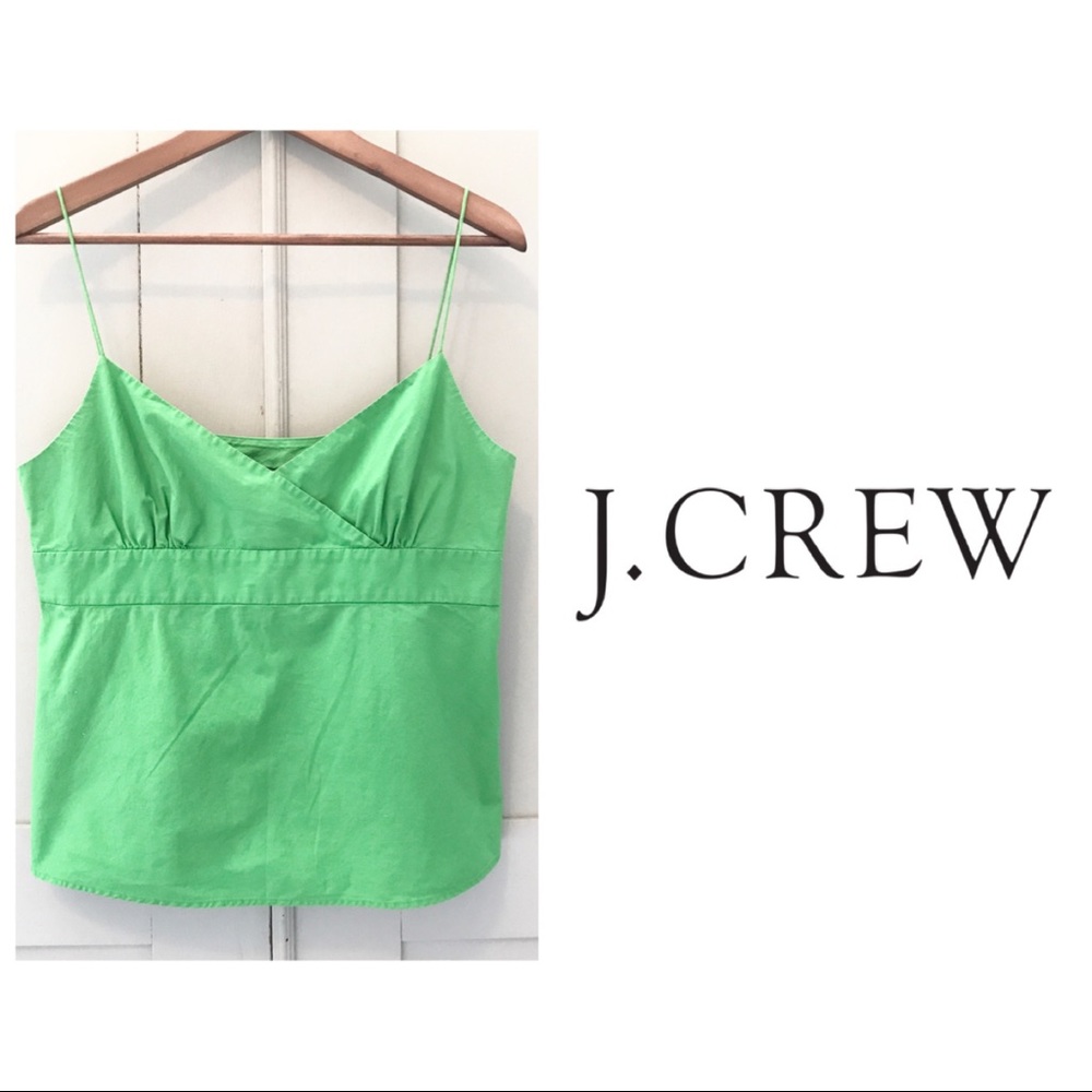 J. Crew Green Empire Waist Spaghetti Strap Top