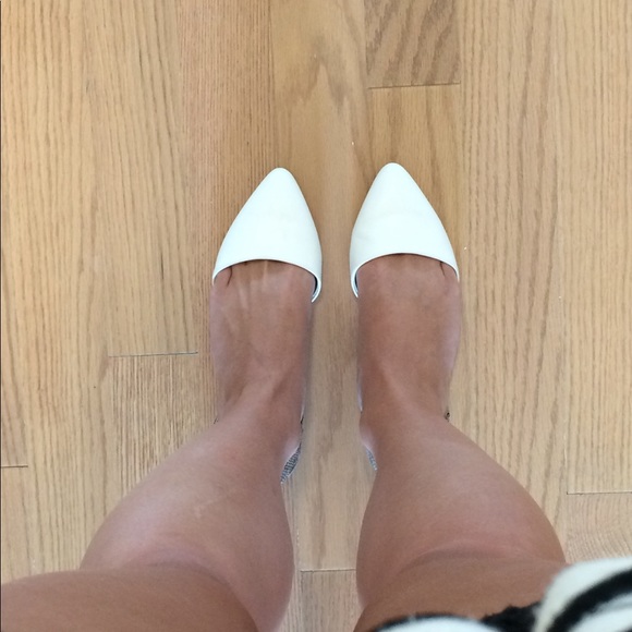 White and Faux Snakeskin Shoe Mint Flats - Picture 2 of 3