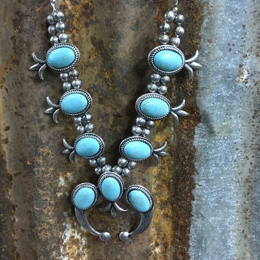 Squash blossom necklace an earrings