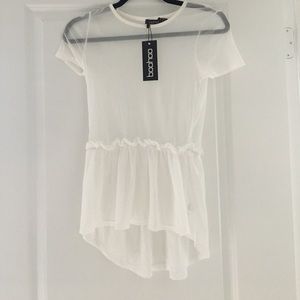 High low sheer peplum top