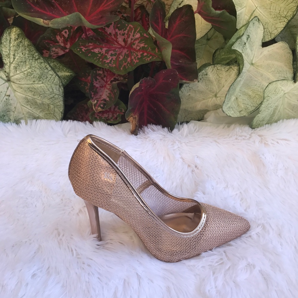 Ladies mesh high heels pump. Rose gold - Picture 5 of 8