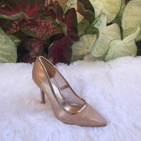 Ladies mesh high heels pump. Rose gold - Picture 4 of 8