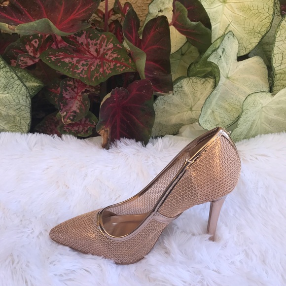 Ladies mesh high heels pump. Rose gold - Picture 7 of 8