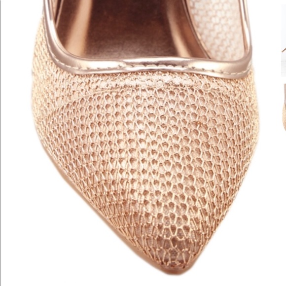 Ladies mesh high heels pump. Rose gold - Picture 3 of 8