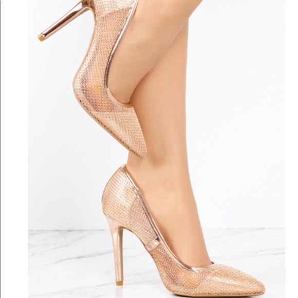 Ladies mesh high heels pump. Rose gold - Picture 2 of 8