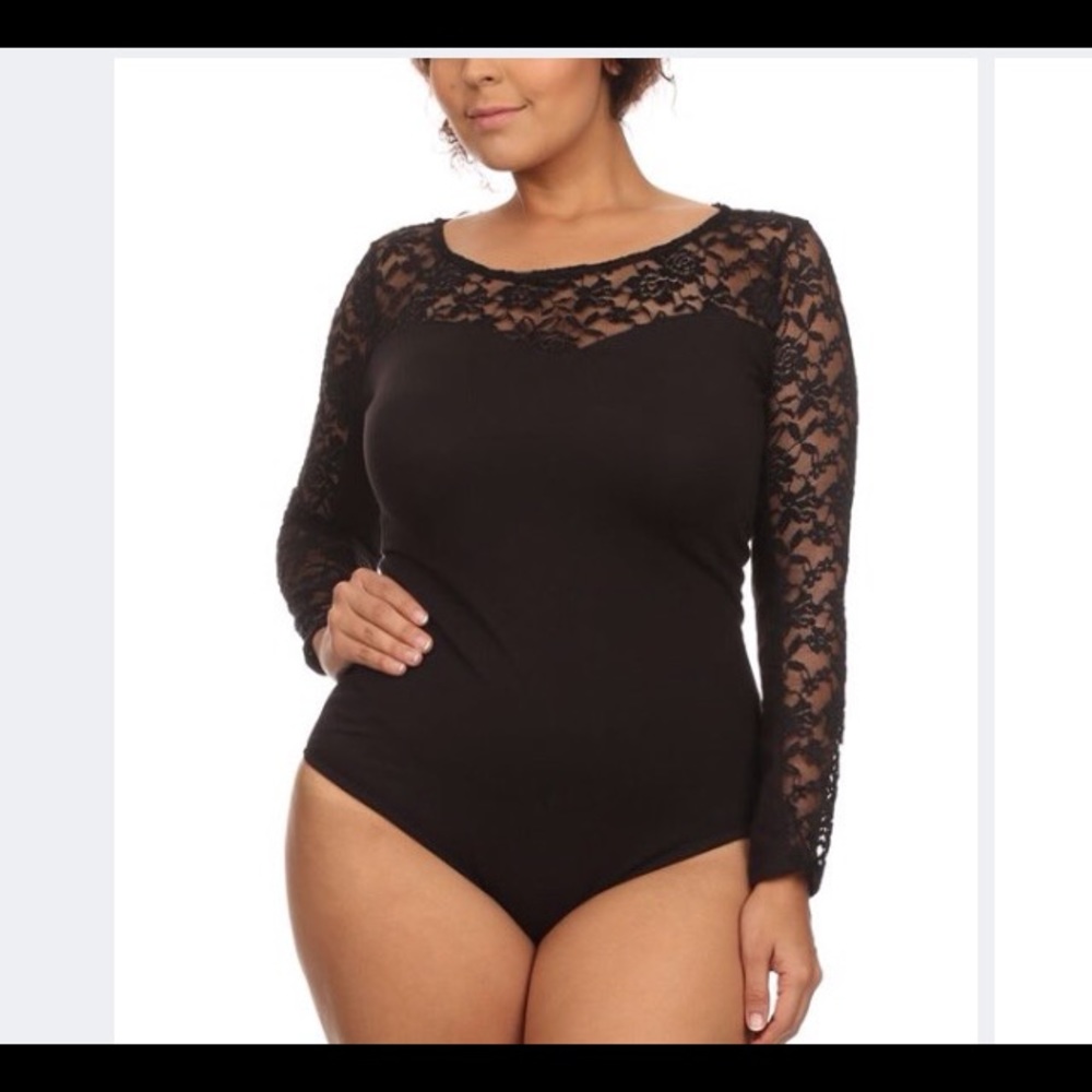 Black lace body suit