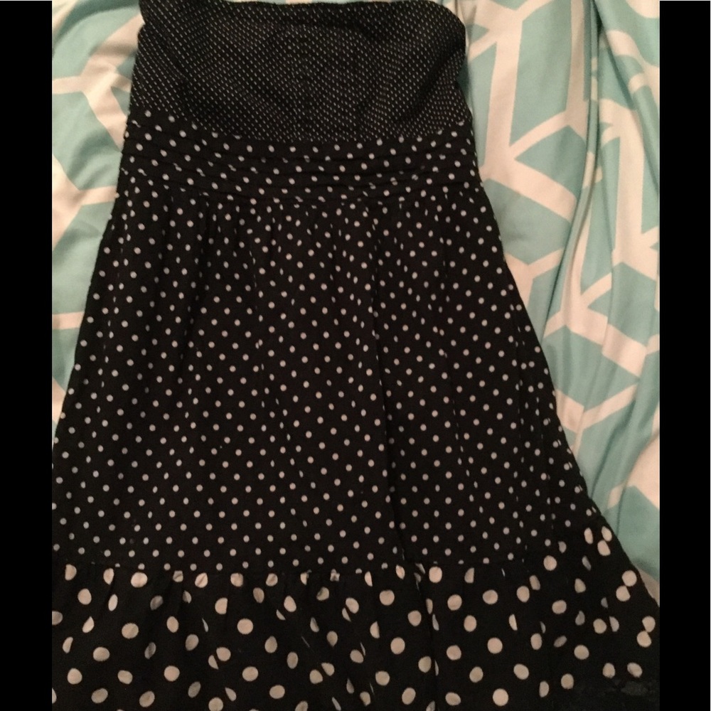 Polka dot strapless mini dress