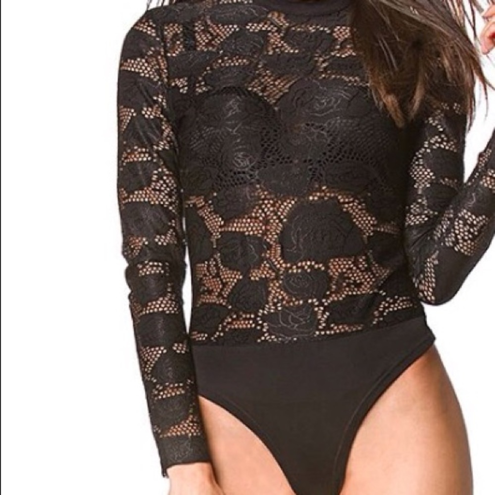 Black lace body suit