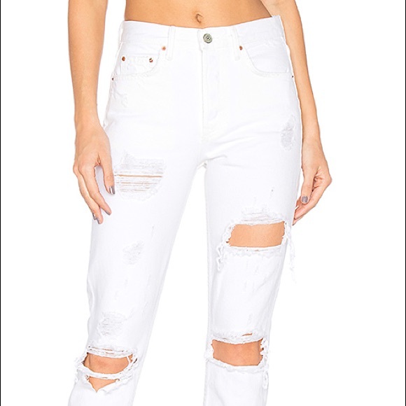 GRLFRND Pants - GRLFRND white denim