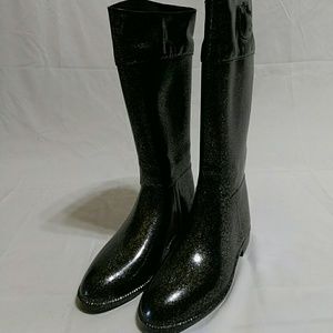 Rubber Black sparkly Hello Kitty boots