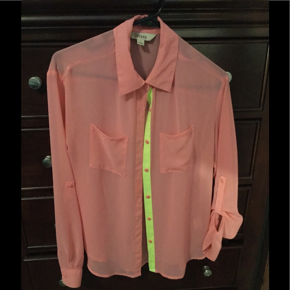 Sheer coral Chiffon blouse